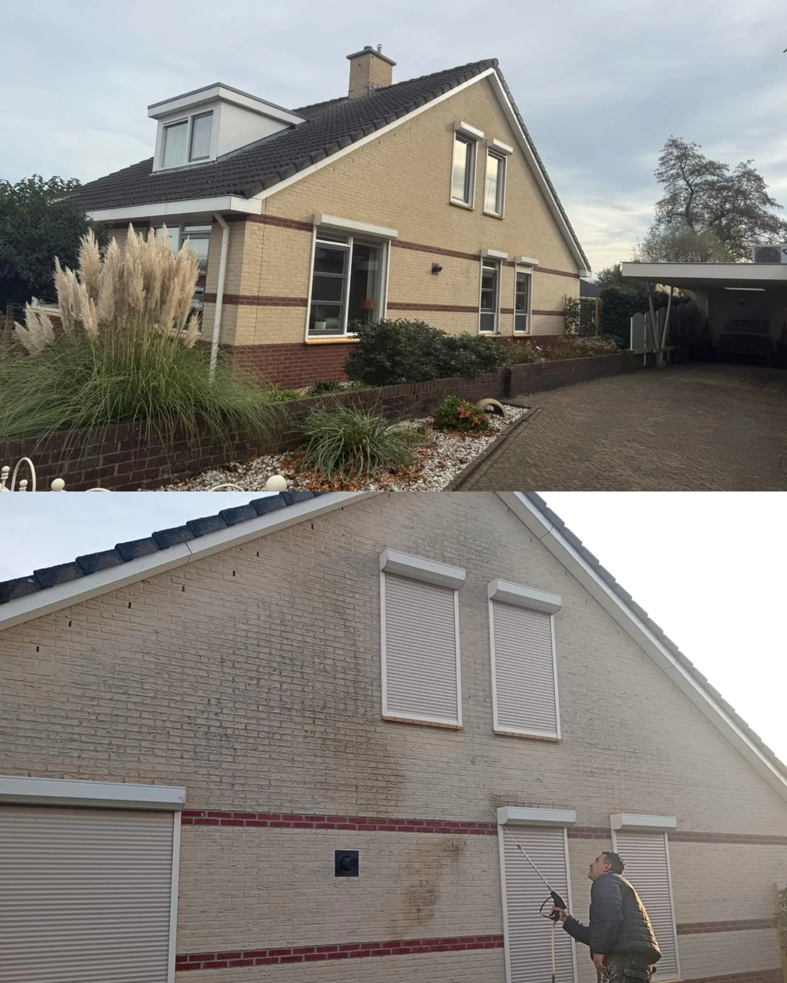 Gevelreiniging voor en na door Pico Bello Harderwijk